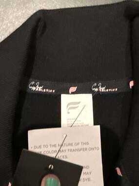 Fabletics Women's Black Collared Ribbed Knit Crop Vest with White Trim